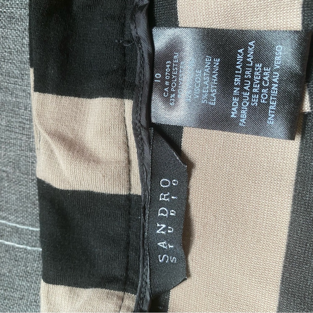 Sandro Elegant Black and Tan Striped pencil skirt